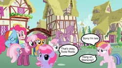 Size: 1958x1091 | Tagged: safe, derpibooru import, cheerilee, cheerilee (g3), pinkie pie, pinkie pie (g3), rainbow dash, rainbow dash (g3), scootaloo, scootaloo (g3), starsong, sweetie belle, sweetie belle (g3), toola roola, pony, core seven, g3, g3.5, reference
