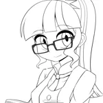 Size: 1000x1000 | Tagged: safe, artist:caibaoreturn, derpibooru import, sci-twi, twilight sparkle, equestria girls, clothes, crystal prep academy uniform, female, glasses, looking at you, monochrome, ponytail, school uniform, smiling, solo