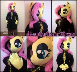 Size: 4403x4075 | Tagged: suggestive, artist:qtpony, derpibooru import, fluttershy, anthro, bat pony, absolute cleavage, absurd resolution, anthro plushie, breasts, busty fluttershy, cleavage, clothes, dress, ear piercing, emoshy, eyeshadow, female, flutterbat, fluttergoth, irl, life size, looking at you, makeup, mare, photo, piercing, plushie, race swap, sexy, solo, solo female