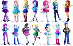 Size: 2048x1309 | Tagged: safe, artist:the-butch-x, derpibooru import, applejack, bon bon, derpy hooves, flash sentry, fluttershy, lyra heartstrings, octavia melody, pinkie pie, rainbow dash, rarity, sci-twi, spike, spike the regular dog, starlight glimmer, sunset shimmer, sweetie drops, trixie, twilight sparkle, dog, equestria girls, equestria girls series, clothes, converse, humane five, humane seven, humane six, mane six, shoes, simple background, white background