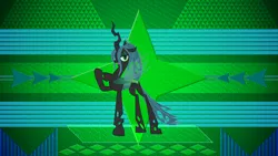 Size: 3840x2160 | Tagged: artist:laszlvfx, changeling, changeling queen, derpibooru import, edit, female, queen chrysalis, safe, smiling, vector, wallpaper, wallpaper edit