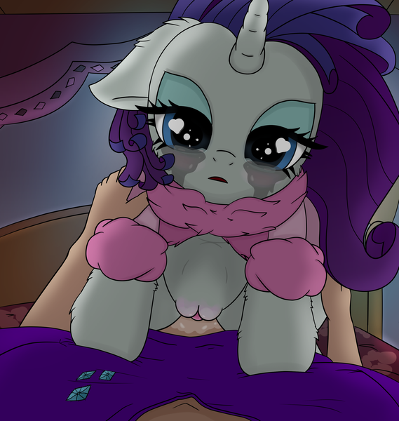 Size: 2920x3080 | Tagged: explicit, artist:crimsonsky, derpibooru import, rarity, human, pony, unicorn, abdominal bulge, bathrobe, bed, bedroom, bedroom eyes, blushing, clothes, duo, female, first person view, heart eyes, holding, human male, human male on mare, human on pony action, interspecies, makeup, male, male pov, mare, night, nudity, offscreen character, open mouth, penetration, perspective, pov, riding, robe, running makeup, self insert, sex, straight, tears of sadness, vaginal, vaginal secretions, wingding eyes