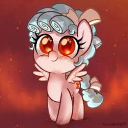 Size: 1800x1800 | Tagged: safe, artist:dawnfire, derpibooru import, cozy glow, pegasus, pony, school raze, adoracreepy, cozybetes, creepy, cute, evil, face of mercy, female, filly, foal, pure concentrated unfiltered evil of the utmost potency, pure unfiltered evil, red background, red eyes, simple background, smiling, solo