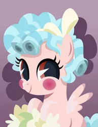 Size: 5485x7114 | Tagged: safe, artist:jhayarr23, derpibooru import, cozy glow, pegasus, pony, school raze, absurd resolution, blush sticker, blushing, bow, cozybetes, cute, female, filly, flower, foal, hair bow, lineless, looking at you, purple background, simple background, solo, starry eyes, vector, wingding eyes