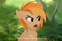 Size: 2101x1369 | Tagged: safe, artist:thegamblehorse, deleted from derpibooru, derpibooru import, oc, oc:parlay, unofficial characters only, earth pony, pony, bambi, bambi 2, bust, dialogue, female, mare, open mouth, reference, ronno, scene interpretation, solo