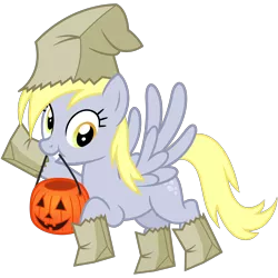 Size: 3000x3000 | Tagged: safe, artist:cheezedoodle96, derpibooru import, derpy hooves, pegasus, pony, luna eclipsed, .svg available, clothes, costume, female, flying, halloween, halloween costume, holiday, looking at you, mare, mouth hold, nightmare night costume, paper bag, paper bag wizard, pumpkin bucket, simple background, smiling, svg, transparent background, vector, waving
