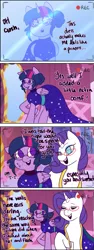 Size: 435x1156 | Tagged: safe, artist:nichroniclesvsart, derpibooru import, rarity, sci-twi, twilight sparkle, twilight sparkle (alicorn), ponified, alicorn, pony, series:princess sciset, camera shot, dialogue, equestria girls ponified, grand galloping gala, implied flash sentry, implied flashlight, implied lesbian, implied scitwishimmer, implied shipping, implied straight, implied sunset shimmer, raised hoof, recording, scitwilicorn