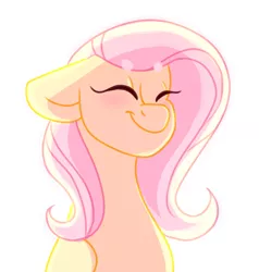 Size: 1219x1280 | Tagged: safe, artist:boyslushie, derpibooru import, fluttershy, pegasus, pony, blushing, bust, eyes closed, female, floppy ears, mare, portrait, simple background, smiling, solo, white background