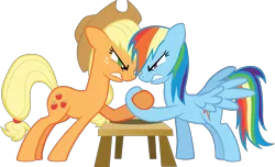 Size: 12000x7308 | Tagged: safe, artist:mrkat7214, derpibooru import, applejack, rainbow dash, pony, the ticket master, absurd resolution, hoofwrestle, simple background, transparent background, vector