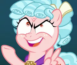 Size: 1175x998 | Tagged: safe, derpibooru import, screencap, cozy glow, pegasus, pony, school raze, cozy glow is best facemaker, cropped, evil, evil face, evil grin, faic, female, filly, foal, grin, pure concentrated unfiltered evil of the utmost potency, pure unfiltered evil, smiling, solo