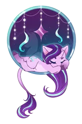 Size: 693x1047 | Tagged: safe, artist:fuyusfox, derpibooru import, starlight glimmer, classical unicorn, pony, unicorn, cloven hooves, cute, dreamcatcher, embroidery, eyes closed, female, glimmerbetes, leonine tail, mare, simple background, sleeping, solo, transparent background, unshorn fetlocks, watermark