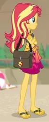 Size: 855x2100 | Tagged: safe, derpibooru import, screencap, sunset shimmer, equestria girls, equestria girls series, forgotten friendship, beach, clothes, cropped, feet, flip-flops, legs, sandals, sarong, sexy, solo, swimsuit