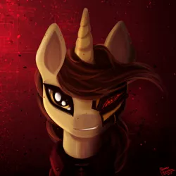 Size: 1000x1000 | Tagged: safe, artist:pedrohander, derpibooru import, oc, oc:gray compass, unofficial characters only, pony, unicorn, bust, clothes, mask, solo