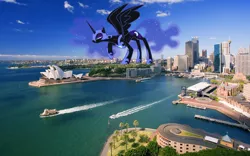 Size: 1920x1200 | Tagged: safe, artist:90sigma, artist:somerandomminion, derpibooru import, nightmare moon, pony, armor, australia, boat, city, female, giant pony, giantess, glowing mane, highrise ponies, irl, macro, photo, photoshop, ponies in real life, smiling, smirk, sydney, vector