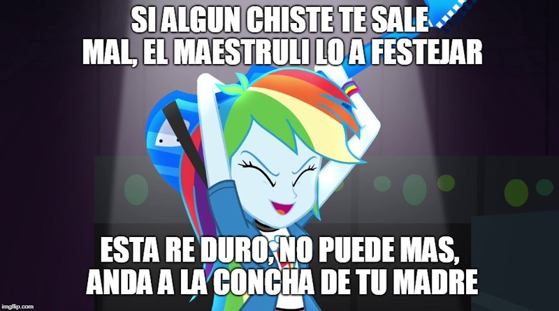 Size: 896x500 | Tagged: safe, derpibooru import, edit, edited screencap, screencap, rainbow dash, equestria girls, rainbow rocks, alf, argentina, bob seger, guitar, marito baracus, musical instrument, raul parentela, spanish, vulgar