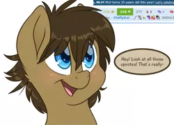 Size: 3500x2500 | Tagged: safe, artist:fluffyxai, derpibooru import, oc, oc:spirit wind, unofficial characters only, earth pony, pony, derpibooru, blushing, male, meta, simple background, smiling, speech bubble, stallion, white background