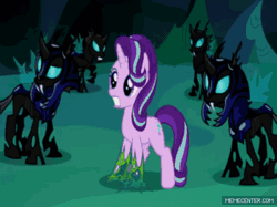 Size: 500x374 | Tagged: animated, animation error, aura, autobot, changeling, changeling guard, changeling hive, changeling queen, clash of hasbro's titans, corrupted, derpibooru import, disguise, disguised changeling, edit, edited screencap, female, gif, hissing, hot rod, memecenter, power of the primes, queen chrysalis, red eyes, rodimus cron, rodimus prime, rodimus unicronus, safe, screencap, starlight glimmer, such as, thorax, throne room, to where and back again, transformation, transformers, unicron