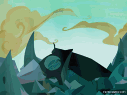 Size: 500x374 | Tagged: animated, animation error, autobot, changeling, changeling queen, chrysalis encounters heroes, clash of hasbro's titans, combiner, combining, crossover, dead meme, derpibooru import, dinobots, dino combiner, edit, edited screencap, female, former queen chrysalis, gif, glowing horn, grimlock, hissing, horn, meme, power of the primes, queen chrysalis, safe, screencap, sharp teeth, slag (dinobot), sludge (dinobot), snarl (dinobot), such as, swoop, teeth, to where and back again, transformers, volcanicus