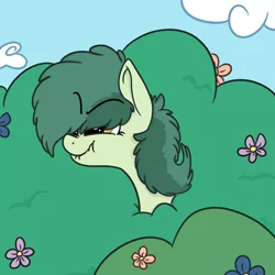 Size: 2000x2000 | Tagged: safe, artist:binkyt11, derpibooru import, oc, oc:bittergreen, unofficial characters only, earth pony, pony, angry, bush, eyebrows, female, flower, mare, scrunchy face, solo