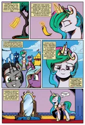 Size: 680x1000 | Tagged: safe, artist:z-y-c, derpibooru import, idw, king sombra, princess celestia, princess luna, radiant hope, twilight sparkle, twilight sparkle (alicorn), alicorn, pony, spoiler:comic, comic, female, i can't believe it's not idw, male, mare, mirror, reformed sombra, royal sisters, smiling, speech bubble, stallion