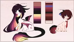 Size: 1600x908 | Tagged: safe, artist:little-sketches, derpibooru import, oc, oc:ayaka, oc:masashi, unofficial characters only, draconequus, earth pony, pony, female, male, necktie, reference sheet, stallion