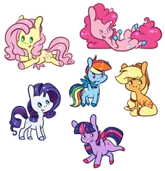 Size: 2591x2694 | Tagged: safe, artist:cutepencilcase, derpibooru import, applejack, fluttershy, pinkie pie, rainbow dash, rarity, twilight sparkle, twilight sparkle (alicorn), alicorn, earth pony, pegasus, pony, unicorn, chibi, colored hooves, cowboy hat, cute, female, hat, mane six, mare, outline, simple background, transparent background, white outline