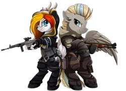 Size: 3262x2346 | Tagged: safe, artist:pridark, derpibooru import, oc, oc:alter ego, unofficial characters only, deer, pegasus, pony, clothes, commission, crossover, deer oc, glasses, gun, rainbow six, simple background, tom clancy, transparent background, video game crossover, weapon