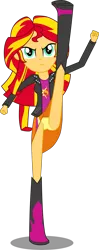 Size: 3211x8149 | Tagged: suggestive, artist:toonalexsora007, derpibooru import, sunset shimmer, equestria girls, absurd resolution, axe kick, cameltoe, clothes, kick, mugen, panties, simple background, skirt, skirt lift, solo, transparent background, underwear, upskirt, vector, yellow underwear