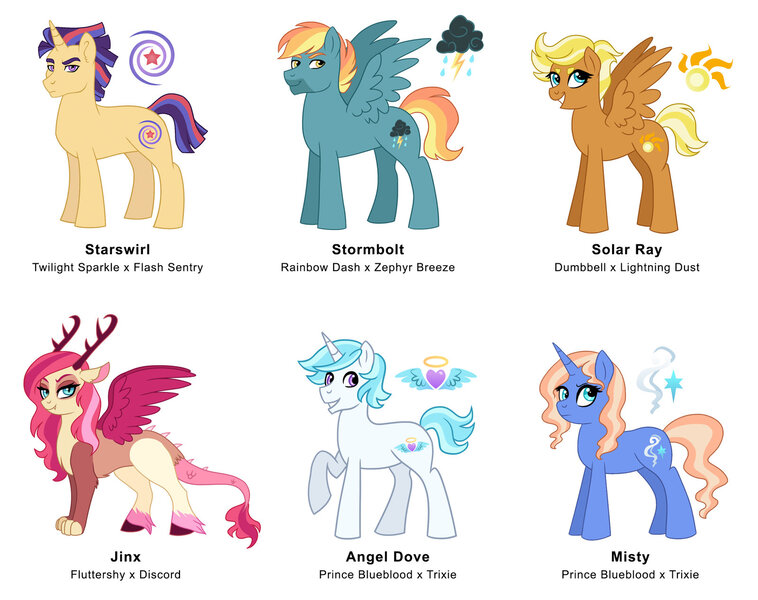 Size: 1600x1267 | Tagged: safe, artist:cascayd, derpibooru import, oc, unofficial characters only, hybrid, pegasus, pony, unicorn, adoptable, closed, for sale, interspecies offspring, next generation, offspring, parent:discord, parent:dumbbell, parent:flash sentry, parent:fluttershy, parent:lightning dust, parent:prince blueblood, parent:rainbow dash, parent:trixie, parent:twilight sparkle, parent:zephyr breeze, parents:bluetrix, parents:discoshy, parents:flashlight, parents:lightningbell, parents:zephdash, sale