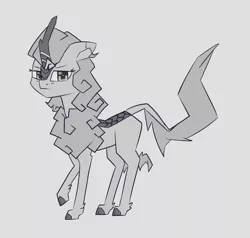 Size: 1414x1344 | Tagged: artist:dusthiel, autumn blaze, derpibooru import, female, grayscale, inktober, inktober 2018, kirin, monochrome, quadrupedal, safe, simple background, sketch, solo, sounds of silence