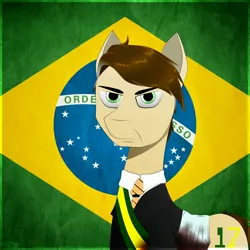 Size: 3000x3000 | Tagged: safe, derpibooru import, ponified, earth pony, pony, blood, brazil, flag, jair bolsonaro, male, politics, president, solo, stallion