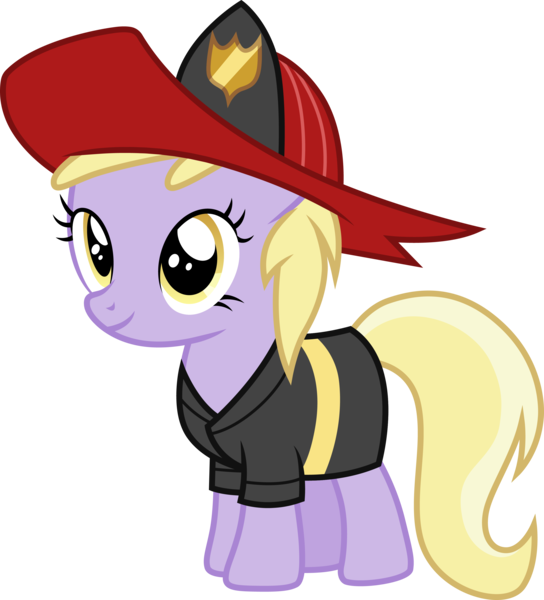 Size: 3000x3311 | Tagged: safe, artist:cloudyglow, derpibooru import, dinky hooves, pony, luna eclipsed, clothes, costume, female, filly, firefighter, foal, nightmare night costume, outfit catalog, simple background, solo, transparent background, vector