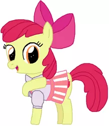 Size: 685x788 | Tagged: apple bloom, artist:thomaszoey3000, bow, clothes, cute, derpibooru import, ponyville mysteries, safe, skirt