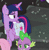 Size: 375x379 | Tagged: safe, derpibooru import, screencap, fluttershy, rarity, spike, twilight sparkle, twilight sparkle (alicorn), alicorn, dragon, fly, fly-der, hybrid, insect, pony, spider, school raze, animated, bag, cropped, female, flies, gif, horses doing horse things, image, mare, saddle bag, tail flick, tail whip, winged spike