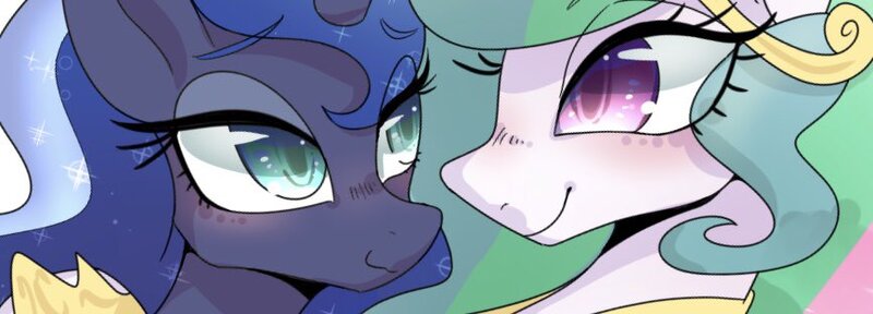 Size: 867x312 | Tagged: safe, artist:bbtasu, derpibooru import, princess celestia, princess luna, alicorn, pony, duo, duo female, female, mare, royal sisters