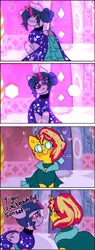 Size: 1280x3352 | Tagged: safe, artist:nichroniclesvsart, derpibooru import, sci-twi, sunset shimmer, twilight sparkle, ponified, pony, unicorn, series:princess sciset, alternate costumes, blushing, comic, crystal gala dress, cute, equestria girls ponified, female, floppy ears, heart, heart eyes, lesbian, looking at each other, mare, scitwilicorn, scitwishimmer, shimmerbetes, shipping, sunsetsparkle, twiabetes, wingding eyes