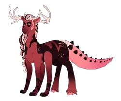Size: 1785x1485 | Tagged: antlers, artist:dreamcloudadopts, derpibooru import, draconequus, draconequus oc, hybrid, interspecies offspring, magical gay spawn, male, multiple limbs, oc, oc:big red, offspring, parent:big macintosh, parent:discord, parents:discomac, safe, simple background, solo, transparent background, unofficial characters only, unshorn fetlocks