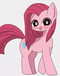 Size: 728x927 | Tagged: safe, artist:manachaaaaaaaa, derpibooru import, pinkie pie, earth pony, pony, blushing, cute, cuteamena, female, looking at you, mare, pinkamena diane pie, simple background, smiling, solo, white background