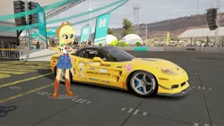 Size: 1439x809 | Tagged: safe, artist:forzaveteranenigma, derpibooru import, applejack, fanfic:equestria motorsports, equestria girls, equestria girls series, car, chevrolet, chevrolet corvette, corvette, corvette c6, forza horizon, forza horizon 3, solo focus