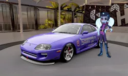 Size: 1079x638 | Tagged: safe, artist:forzaveteranenigma, derpibooru import, sugarcoat, fanfic:shadowbolts racing, equestria girls, friendship games, car, forza horizon, toyota, toyota supra