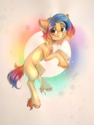Size: 810x1080 | Tagged: safe, artist:falafeljake, derpibooru import, oc, unnamed oc, unofficial characters only, earth pony, pony, cute, digital art, simple background, smiling, solo, traditional art