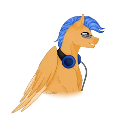 Size: 1024x1078 | Tagged: safe, artist:kimyowolf, derpibooru import, oc, oc:major minor, pegasus, pony, bust, glasses, headphones, portrait, simple background, solo, transparent background