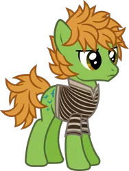Size: 985x1312 | Tagged: safe, artist:lightningbolt, derpibooru import, ponified, earth pony, pony, .svg available, all time low, clothes, frown, hair over one eye, male, messy mane, messy tail, shirt, simple background, solo, stallion, standing, svg, t-shirt, transparent background, vector, zack merrick