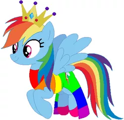 Size: 415x404 | Tagged: safe, artist:selenaede, artist:user15432, derpibooru import, rainbow dash, pegasus, pony, base used, clothes, costume, crown, dress, halloween, halloween costume, hasbro, hasbro studios, holiday, jewelry, princess, princess costume, princess rainbow dash, rainbow, rainbow dress, rainbow princess, regalia, shoes, simple background, solo, white background