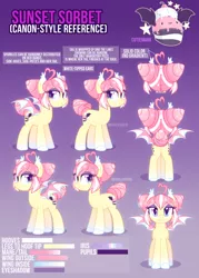 Size: 1024x1434 | Tagged: safe, artist:zombie, derpibooru import, oc, oc:sunset sorbet, unofficial characters only, bat pony, bat pony oc, bat wings, female, mare, reference sheet, sparkles, wings