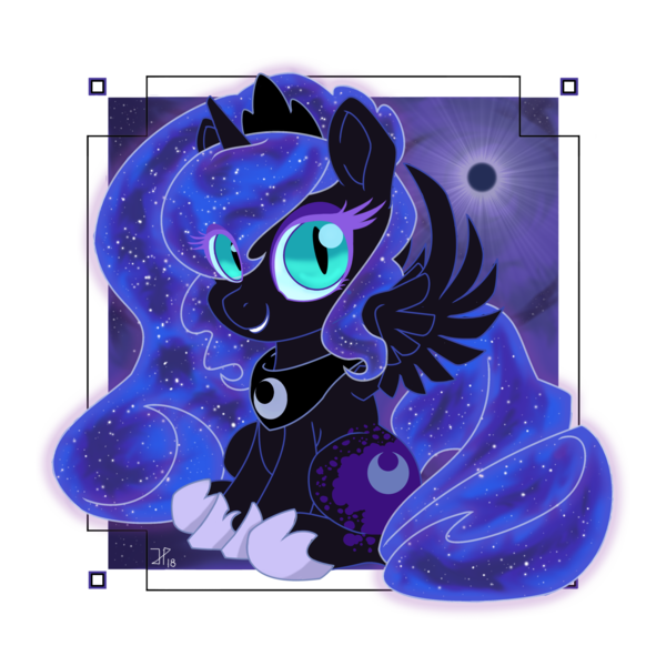 Size: 2000x2000 | Tagged: artist:methos-diw, cute, derpibooru import, eclipse, female, filly, moonabetes, nightmare moon, nightmare woon, safe, simple background, sitting, smiling, solo, transparent background