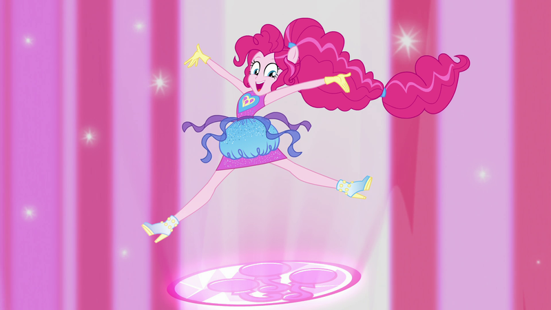 Size: 1920x1080 | Tagged: safe, derpibooru import, screencap, pinkie pie, equestria girls, equestria girls series, forgotten friendship, armpits, clothes, cropped, ponied up, solo, super sentai stance