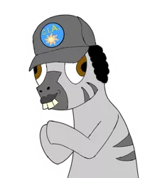 Size: 900x1000 | Tagged: artist:anonymous, cia, derpibooru import, glow, hand, hat, meme, /mlpol/, rubbing, safe, simple background, solo, terry davis, transparent background, zebra