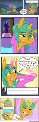 Size: 1280x3947 | Tagged: safe, artist:kryptchild, derpibooru import, snails, pony, unicorn, ask glitter shell, alternate hairstyle, ask, bow, clock, clothes, comic, dress, dripping, glitter shell, hair bow, hair magic, magic, rain, solo, speech bubble, storm, time magic, tumblr, undressing, wet