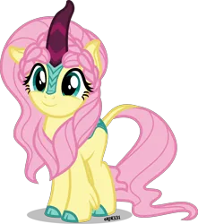 Size: 4000x4518 | Tagged: safe, artist:orin331, derpibooru import, fluttershy, kirin, sounds of silence, absurd resolution, cloven hooves, colored hooves, cute, female, hnnng, kirin fluttershy, kirinified, leonine tail, looking at you, shyabetes, simple background, smiling, solo, species swap, transparent background